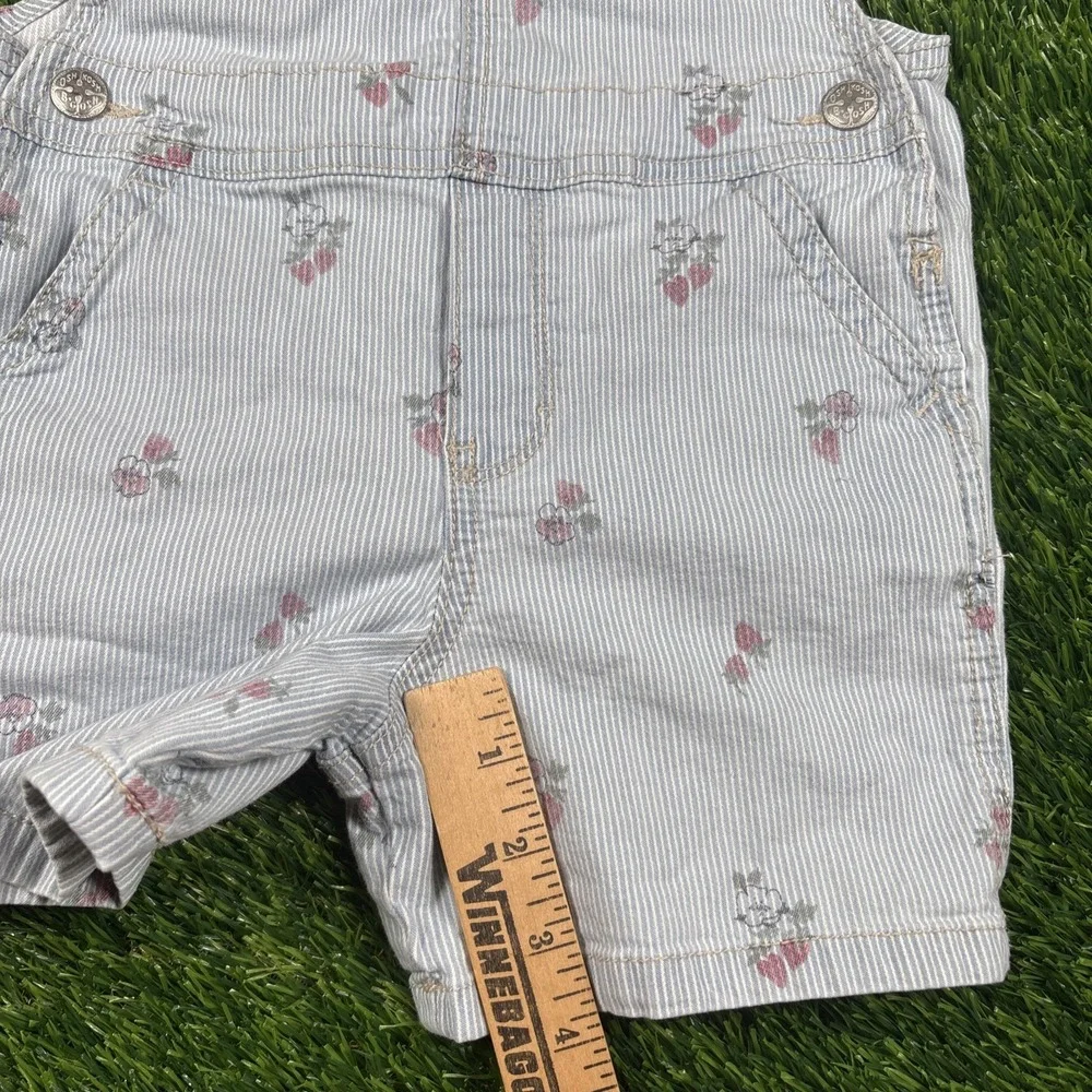 Vintage OshKosh B'gosh Vestbak Strawberries Striped Girls Overalls Sz 5T Pockets